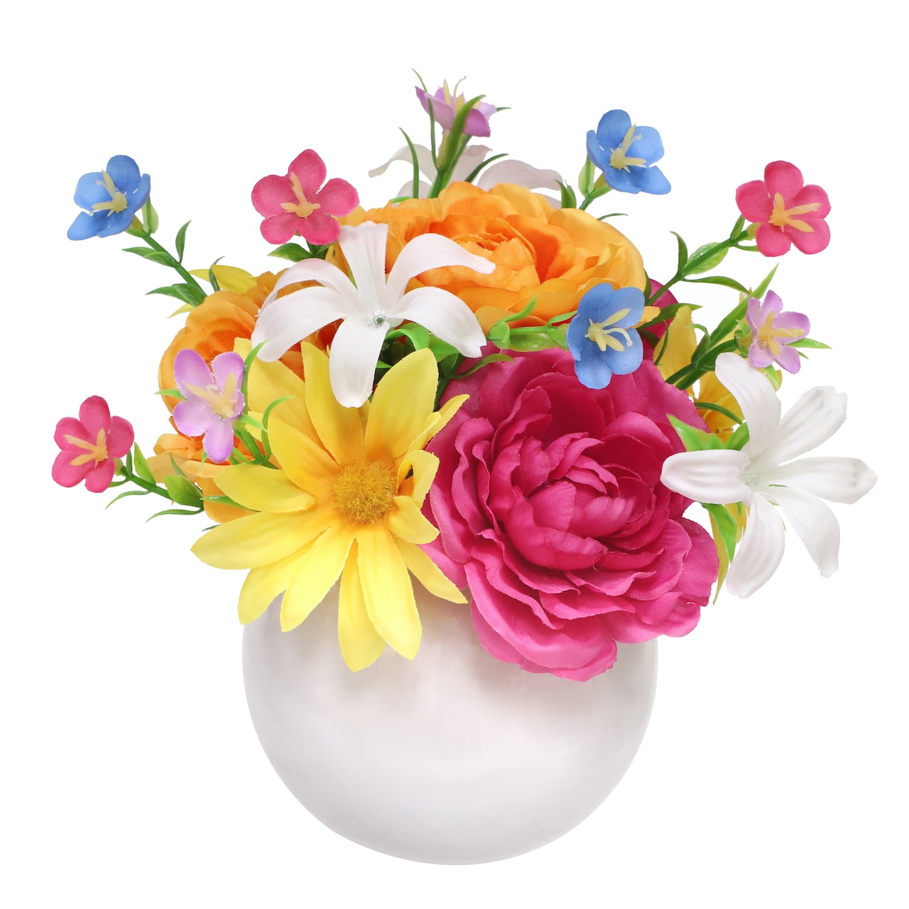 6.5" Premade Orange & Yellow Wildflower & Ranunculus in Ceramic Pot by Ashland®